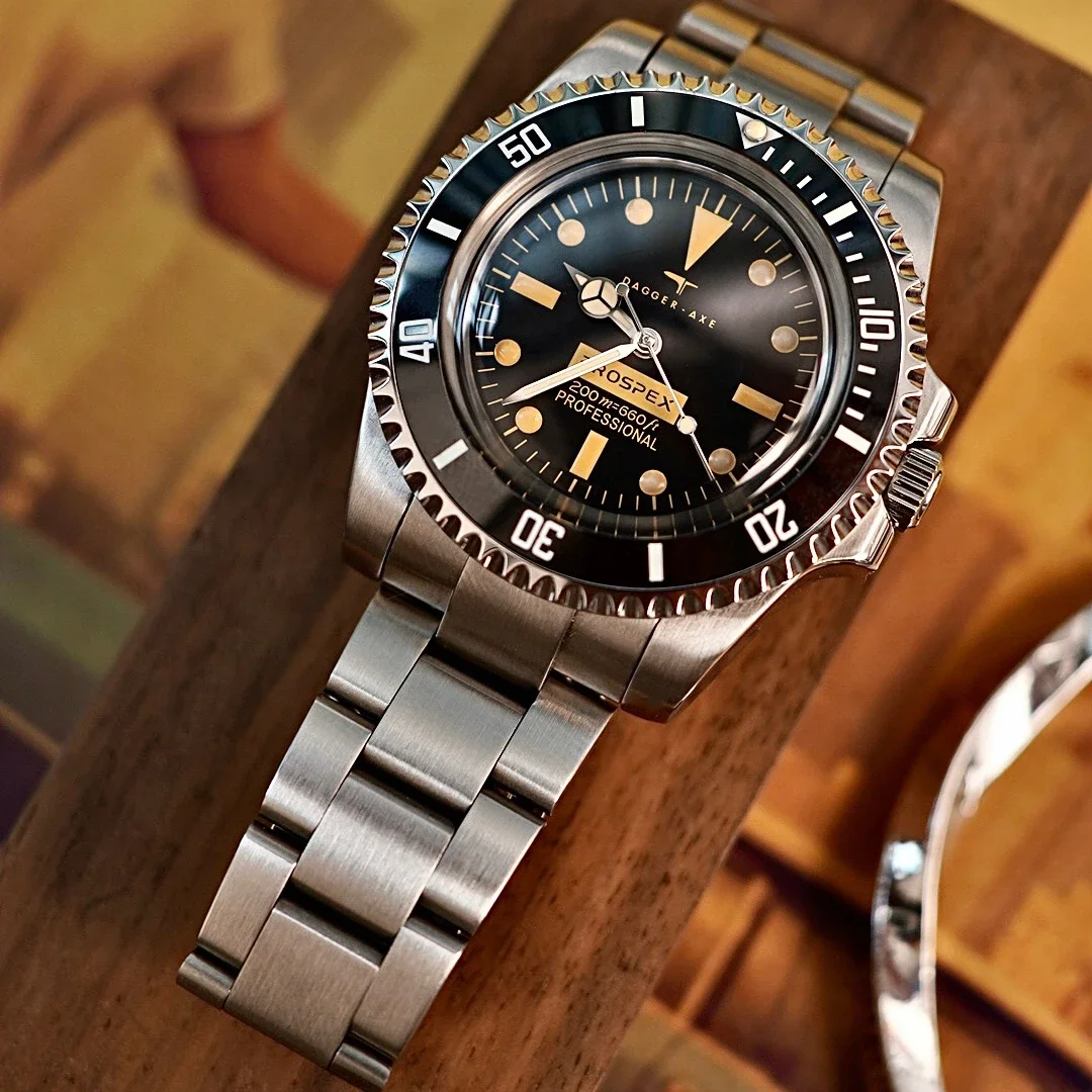 DAGGER-relógio de vidro safira impermeável, vintage relógios clássicos, movimento automático, mecânico, luminoso, NH35, 100m