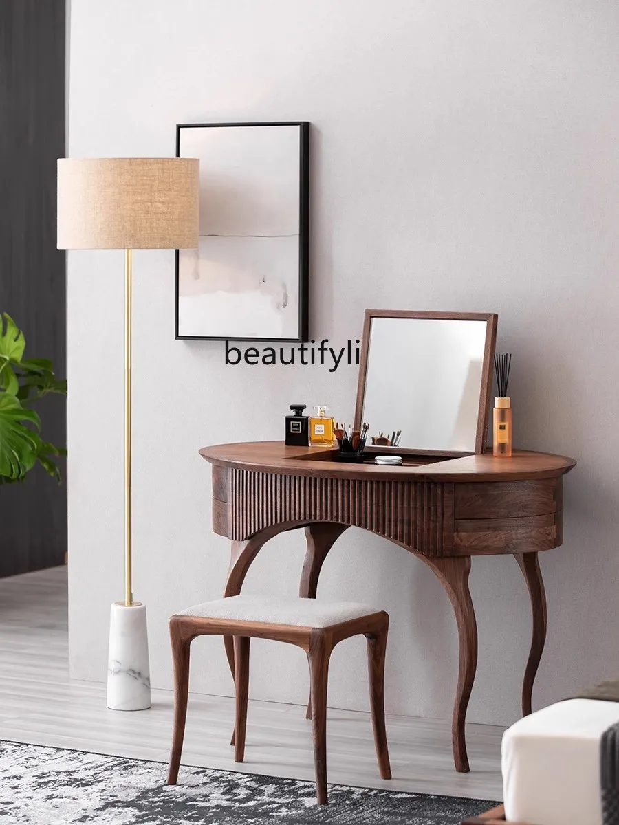 North American Black Walnut All Solid Wood Dressing Table Italian Nordic Simple Makeup Table