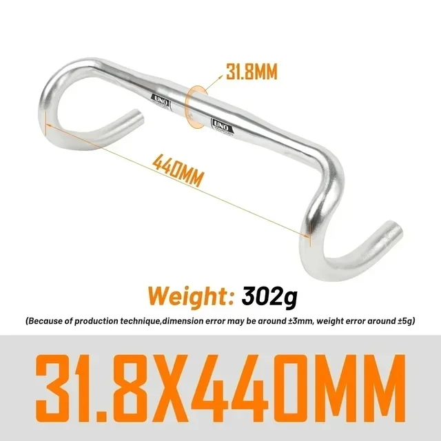 UNO UltraLight Racing Road Bike Handlebar Bent Bar 25.4/31.8MM 360/380/400/420/440/460MM 6061 Aluminum Alloy Stem Handlebar image 3