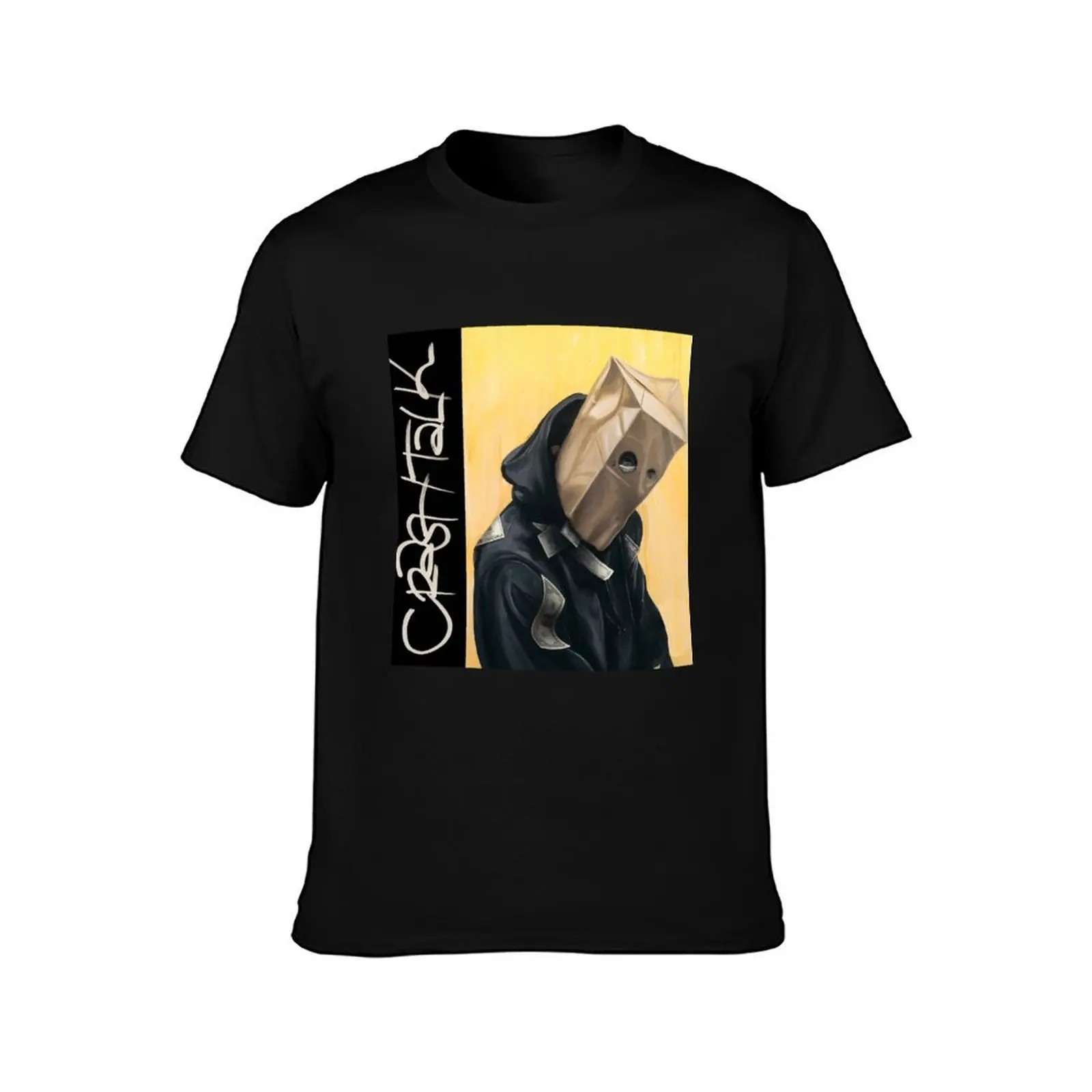 CrasH Talk T-Shirt, Summer Casual Cotton Tee, Oversized Streetwear Tops, Vintage Graphic Print, Loose Fit Short Sleeve