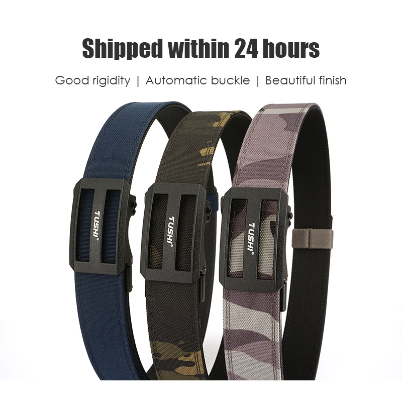 VATLTY 110cm/120cm Tactical Outdoor Belt for Men Thick Nylon Rigid Casual Belt Metal Automatic Buckle Adjustable Work Belt