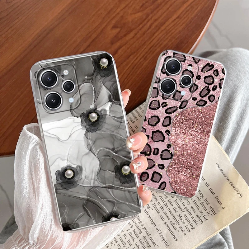 Leopard Print Plants Flowers Hearts Love Phone Cases For Xiaomi Redmi 13C 12 Note 10 11 12 Pro Plus 9A 9T 12S Poco C65 M5S Cover