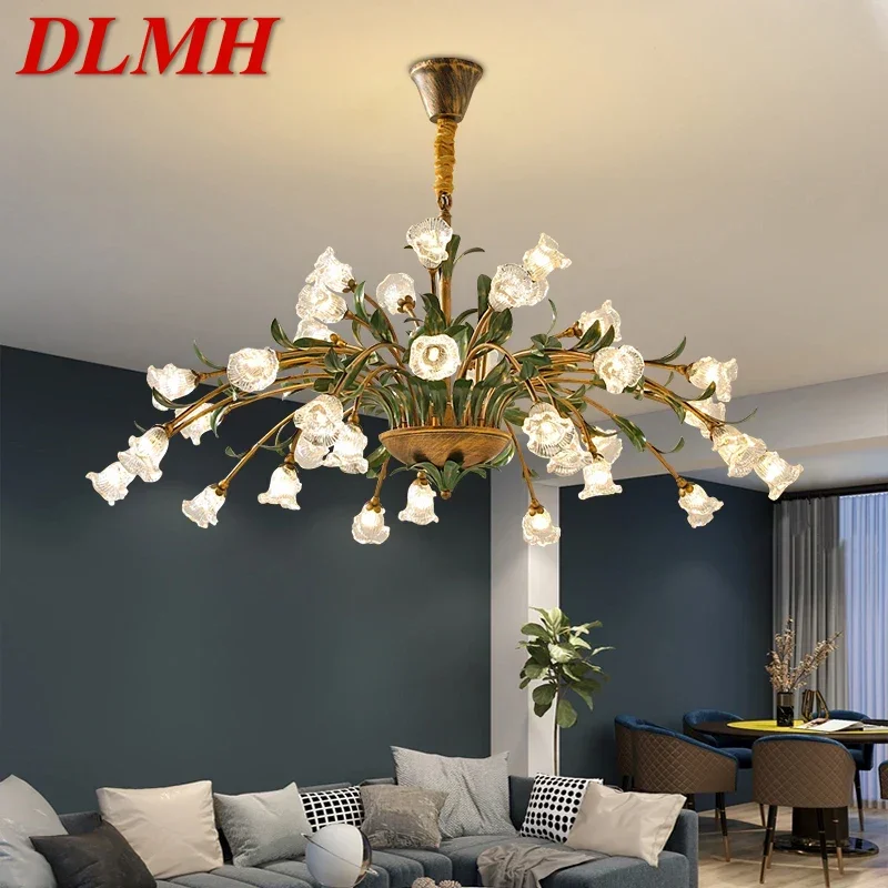 

DLMH American Pastoral PendantLamp French LED Creativity Flower Living Room Dining Room Bedroom Home Decoration Chandelier