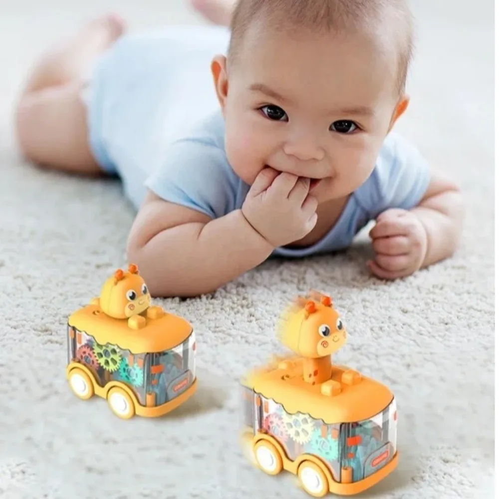 New Light Up Baby Animal Car Toys Visible Gear Push Gear Pull Back Car LED Toy Car Toddlers 1-3 Years