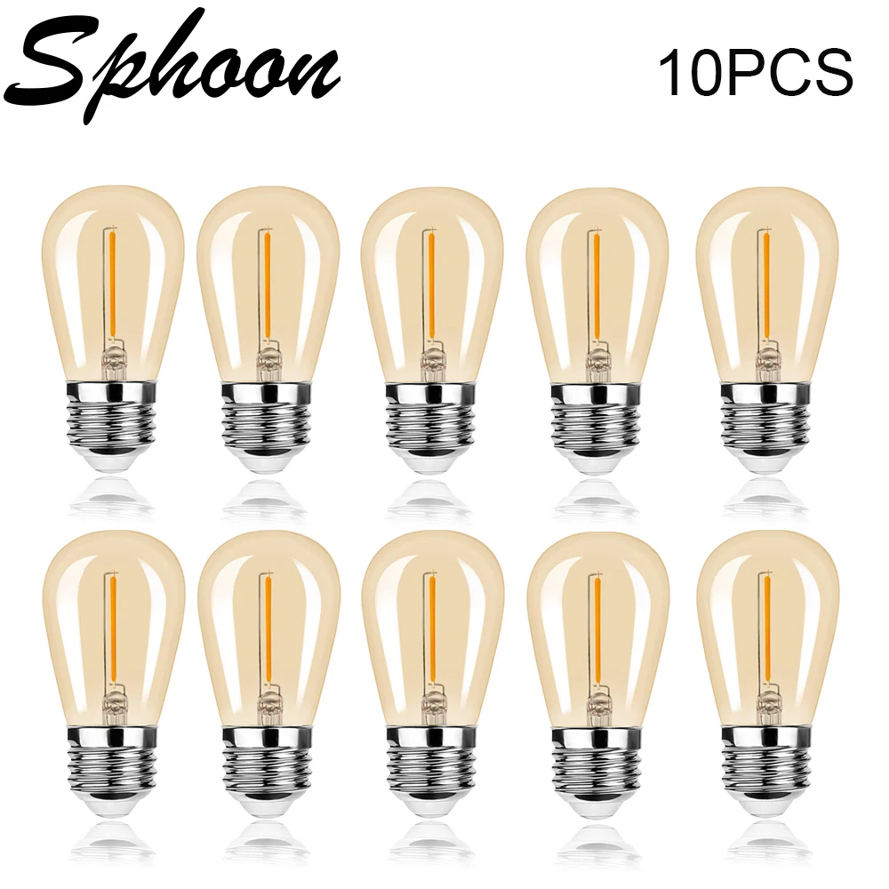 S14 Vintage Led Filament Bulb E27 1W Amber Plastic ST45 LED bulb Warm White 2700K Edison Light Lamp IP65 For String Lighting