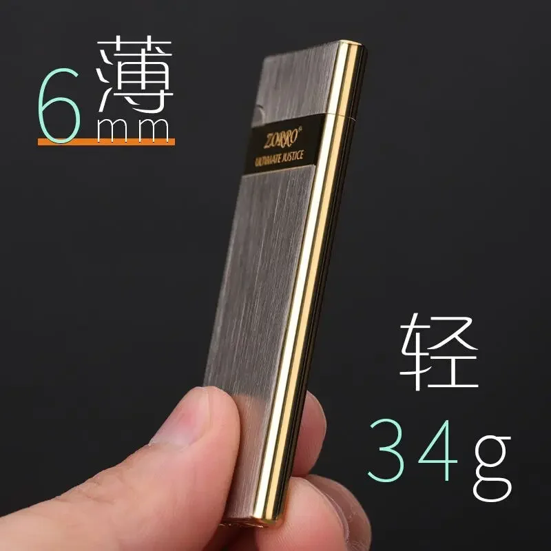 Fashion ultra-thin portable butane gas open flame lighter metal grinding wheel ignition cigar special lighter boyfriend gadgets