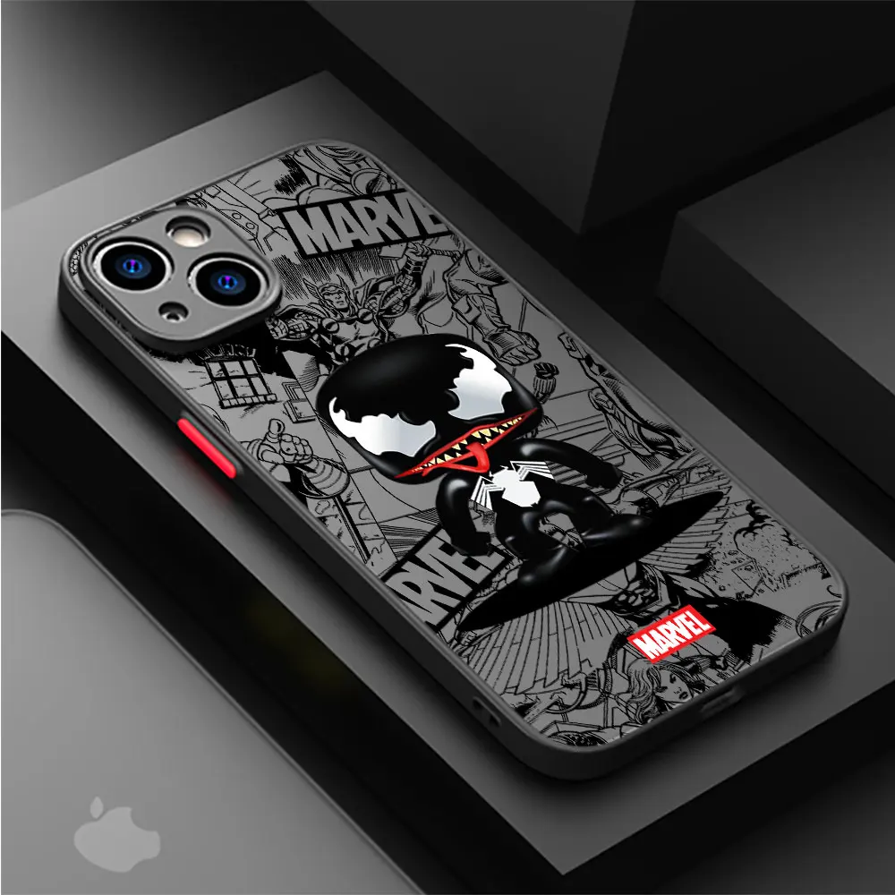 Cute Marvel Superhero Case for iPhone XS X 13 Pro Max XR 12 Mini 14 15 Plus 7 6S Plus 8 SE 11 14 15 Pro Max 13 Cover Soft Cases