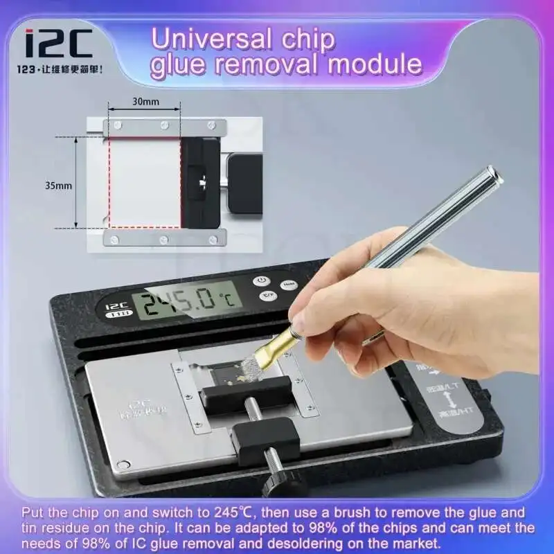 Station de dessoudage de carte mère de carte PCB d'i2C T18 convient à la séparation X-15PM de carte mère, outil de réparation de retrait de colle d'unité centrale de traitement de puce