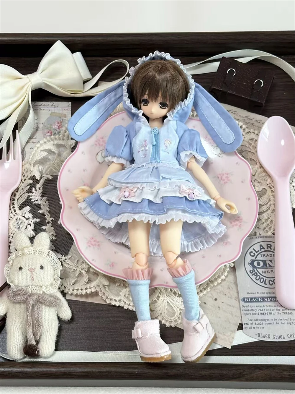 ชุดเสื้อผ้าตุ๊กตา BJD เหมาะสำหรับตุ๊กตา ob22 ob24 p20 ขนาด azone ชุดเสื้อผ้าน่ารักสไตล์ Frosting Trap อุปกรณ์เสริมตุ๊กตา (3 ชิ้น)