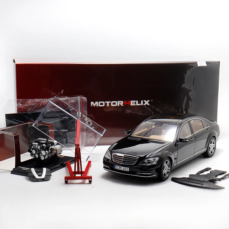 Motorhelix Mh 1:18 Mercedes Benz S600L W221 Open the Door Black Alloy Die Cast Model Cars Metal Miniature Car Adult Toy for Boy