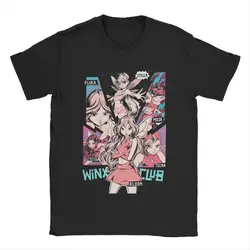 Vintage W-Winx Clubs Cartoon T-Shirts Men Crewneck 100% Cotton T Shirt Fairy Beauty Anime Short Sleeve Tee Shirt Original Tops