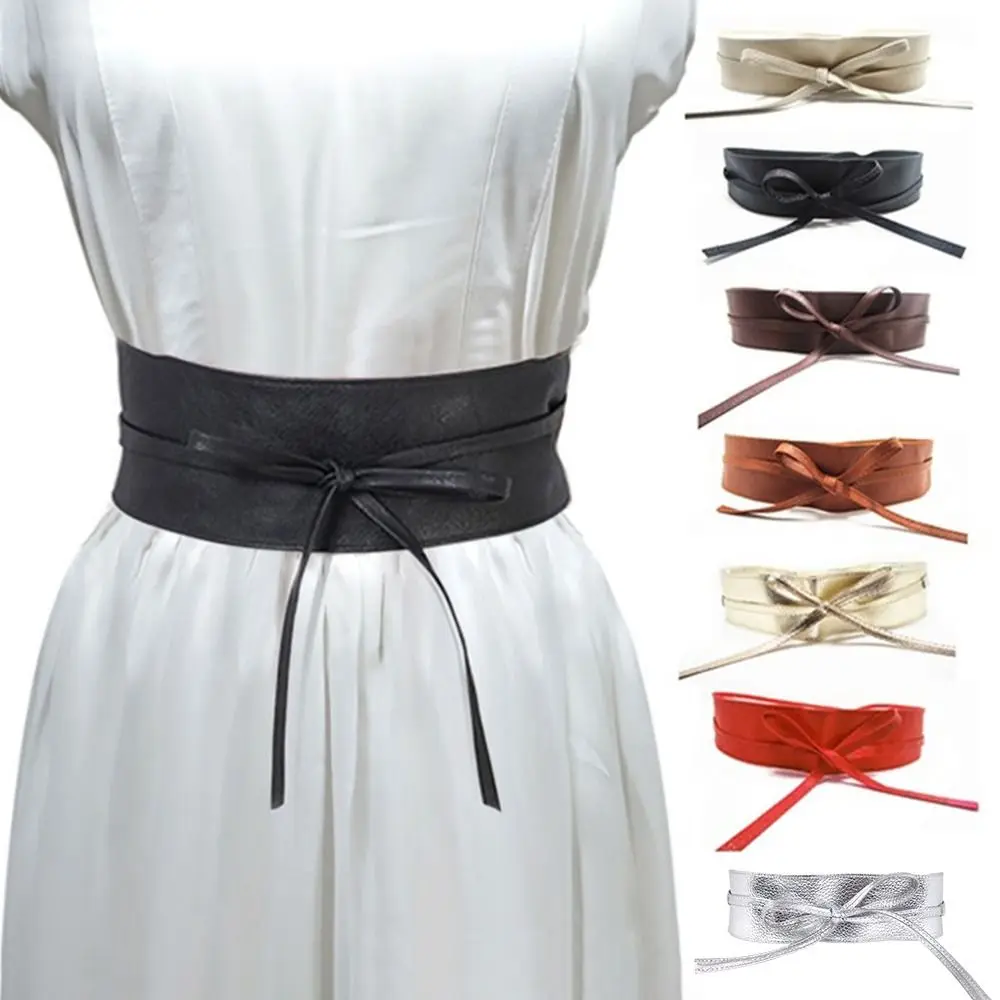Fashion Slim Fit Simple Wrap Wide Waist Band Corset Waistband Leather Belt Ladies Dress Cummerbands