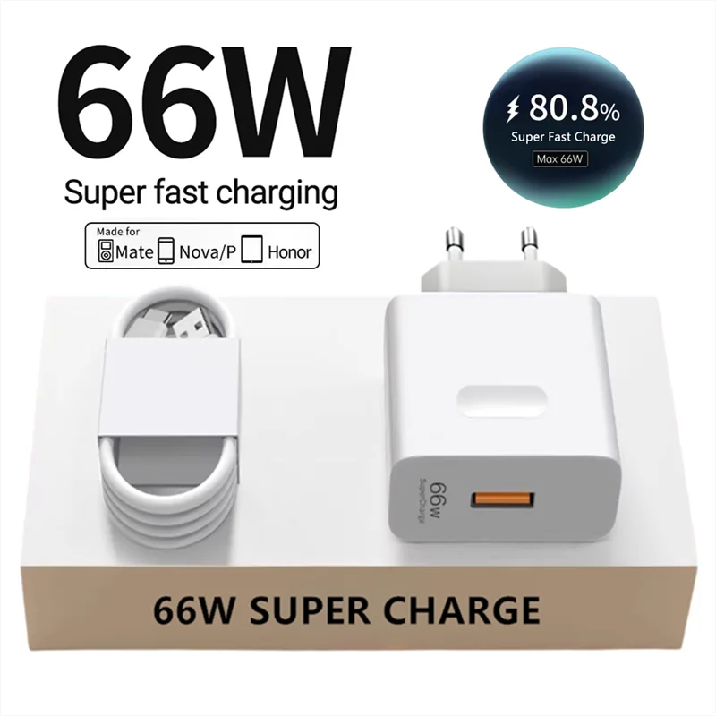 6A 66W Super Fast Charger for Huawei Mate 40 50 60 P50 P60 Nova 9 10 Honor 90 100 Magic 5 Lite 6 Pro Type C Quick Charging Cable