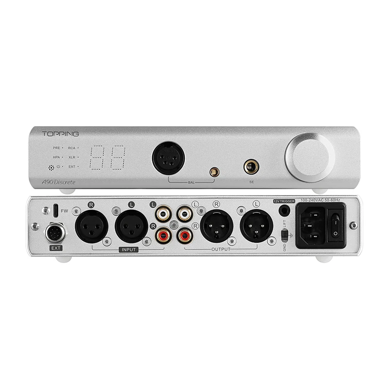 Topping A90 Discrete Headphone Amplifier Fully Discrete NFCA 6.35MM SE 4 PIN XLR Balanced Headphone Amp 9800mW*2 Pre Amplifier