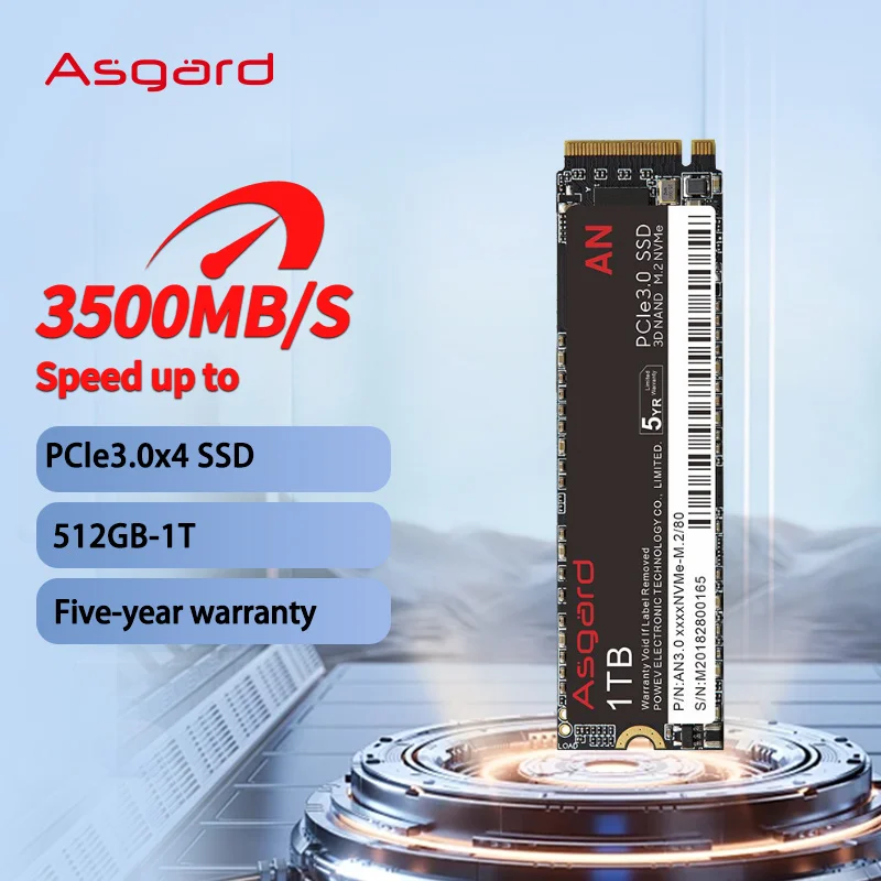 Asgard M2 SSD NVMe 1tb 512GB SSD M.2 2280 PCIe3.0x4 SSD Unidade de estado sólido interna para laptop desktop