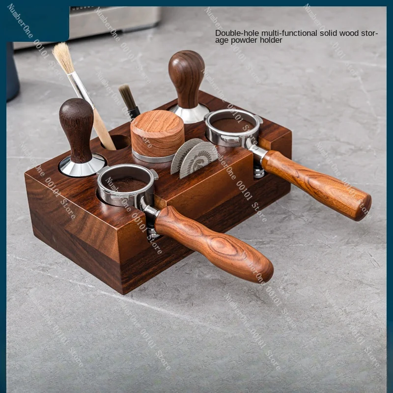 Multifunctional Coffee Powder Press Base Set Cloth Powder Press Powder Press 51/53/58 mm Solid Wood Storage Base