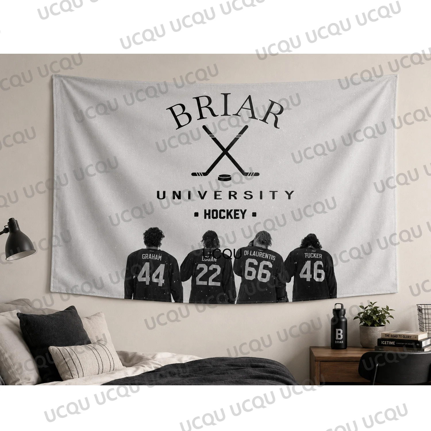 2026 Off Campus Briar University Hockey Wall Tapestry Graham 44 Logan 22 Di Laurentis 66 Tucker 46 Dorm Decor
