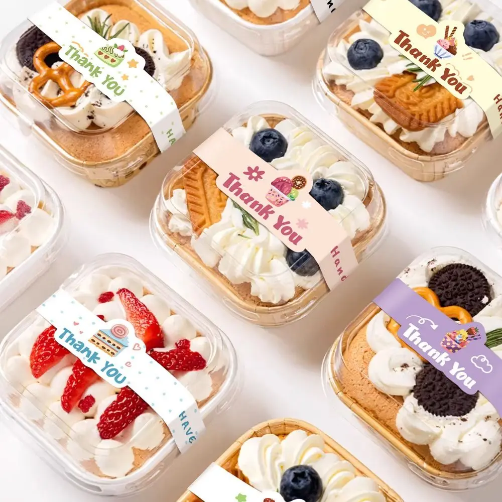 50Pcs Self-Adhesive Food Retail Package Seal Stickers Long Label Handmade Thank You Sticker Cute Waterproof Handicraft Labels