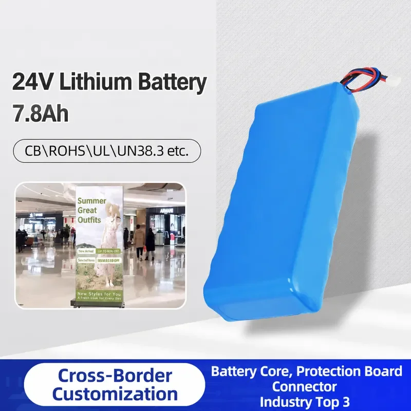 for 18650 Lithium Battery 24V 7.8Ah Rechargeable Battery Pack for Mobile Advertising Light Box Electric Equipment Power