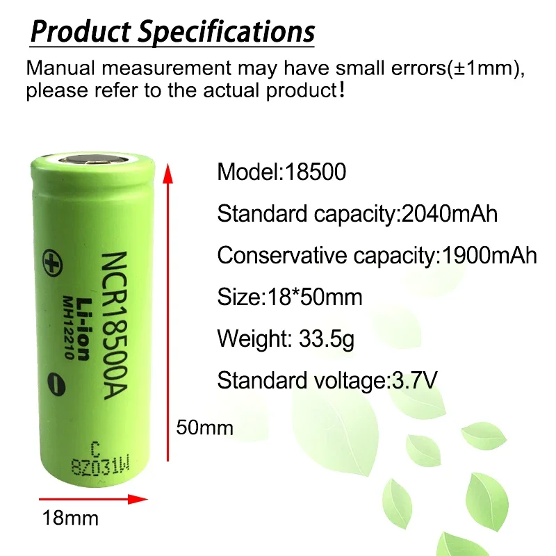 2024 nowy wysokiej jakości 18500 18500A 3.7V 2040mAh NCR do baterii 3.6 V, do latarki zabawkowej ect