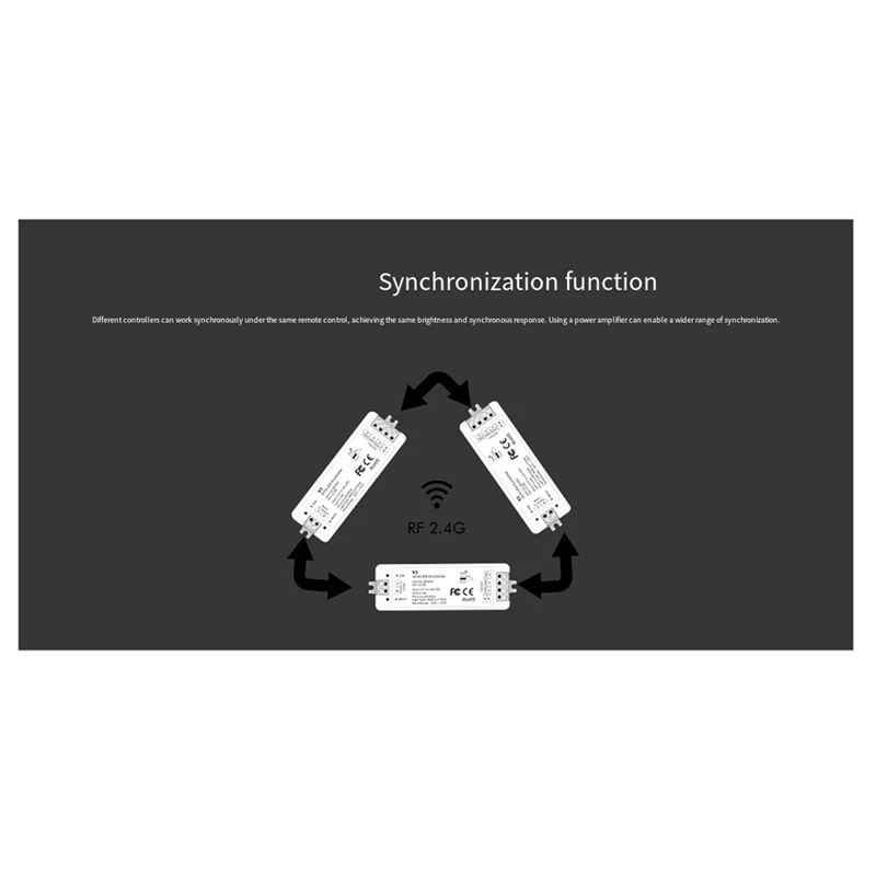 LED Controller 3-Channel V3 2.4G DC12-24V Stepless Dimming Remote Control Light CCT LED Light Strip Controller-A10G