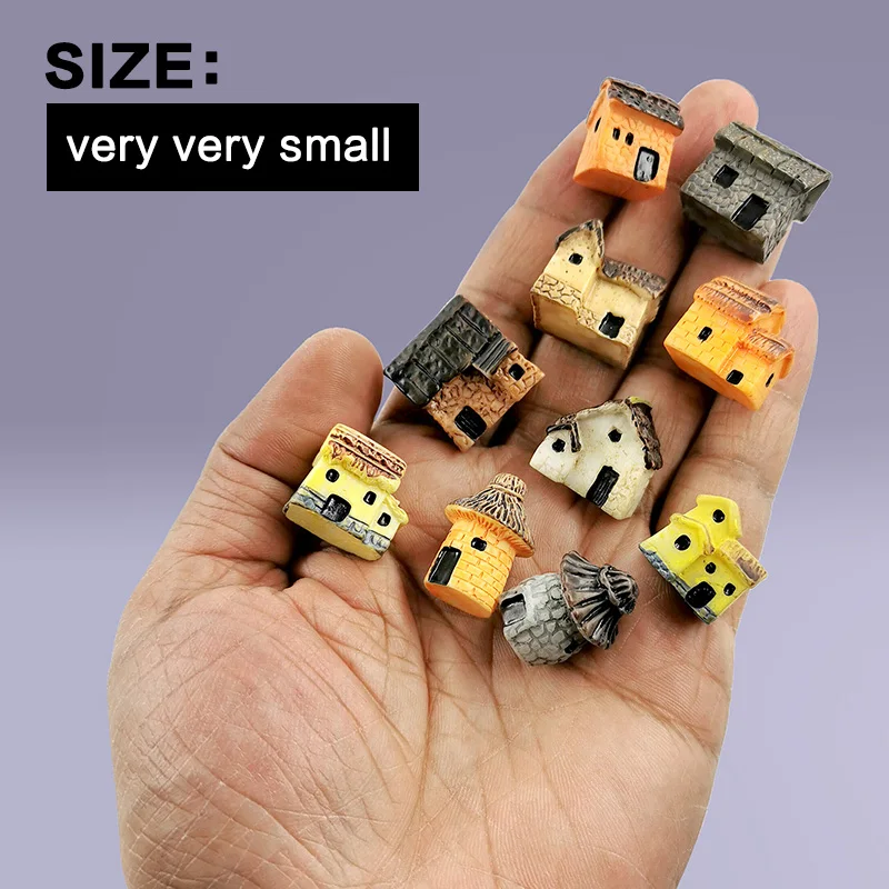 Resin House Cottage Figurine Micro Landscape Fish Tank Kawaii Room Diy Home Decor Miniature Fairy Garden Decoration Accessories