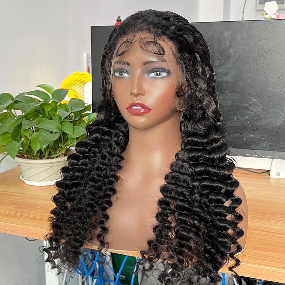 

Deep Wave 13x4 HD Lace Frontal Human Hair Wigs 200% Density Natural Color Preplucked Bleached Knots Vietnamese Raw Virgin Hair