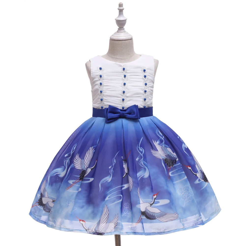 Girls Party Dresses 4 Colors 100cm-150cm Children Performance Skirt Christmas Party Wedding Princess Vestidos