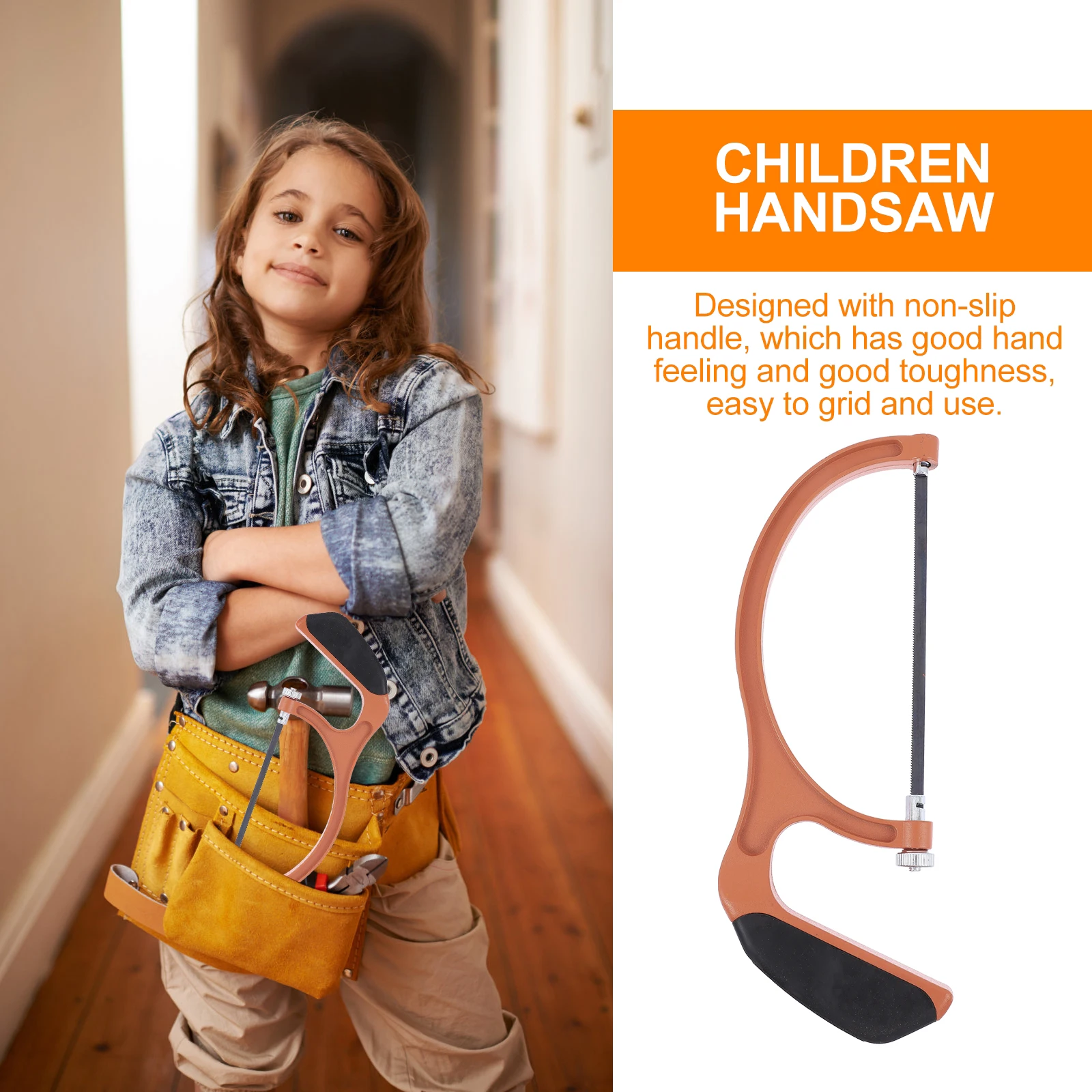 

Multifunctional Woodworking Hacksaw DIY Small Steel Saw Orange Non-Slip Handle High Carbon Blades Sturdy Tree Sawing for Garden