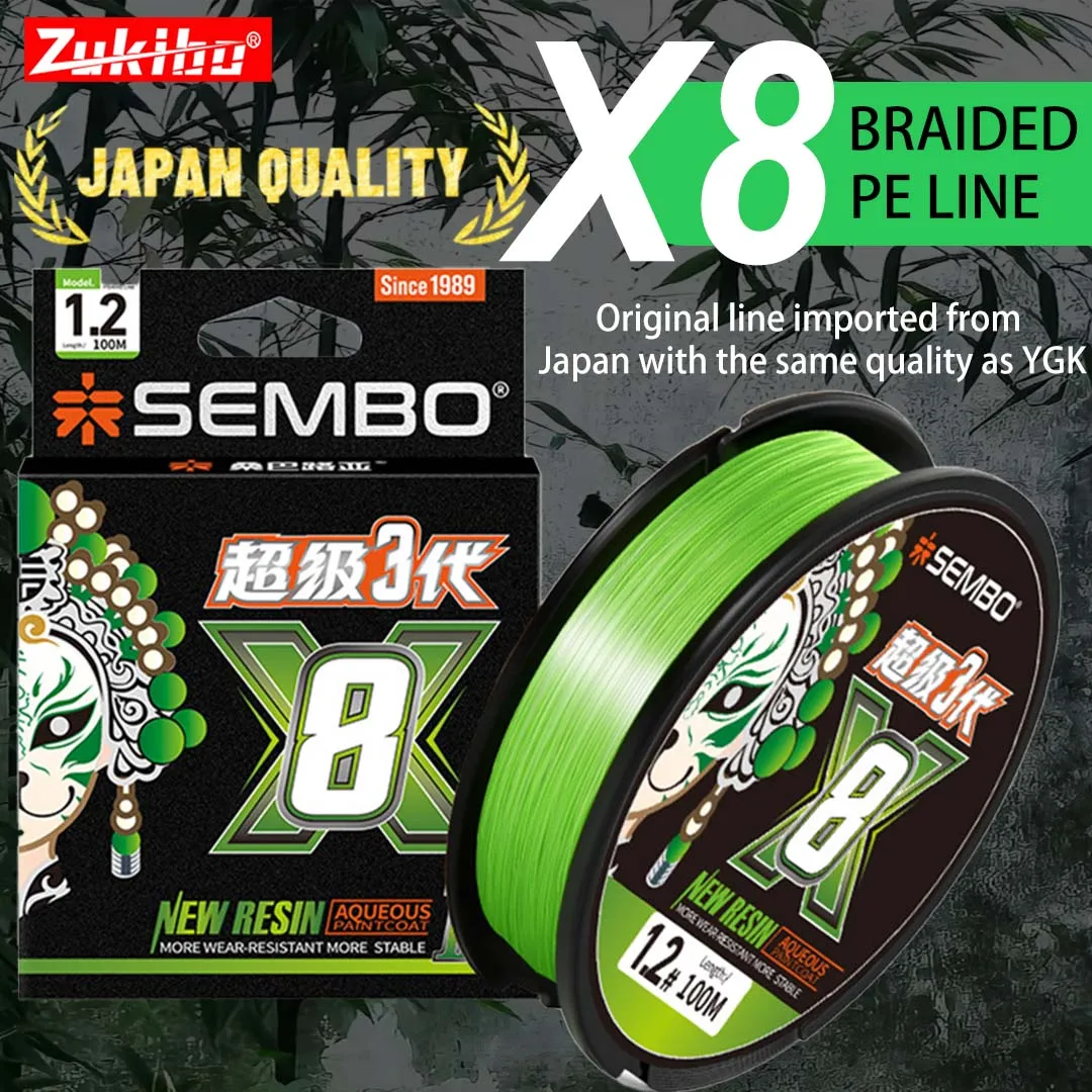 Zukibo SUPER 3 X8 BRAID Spinnrute zum Angeln, Rattenschwanz, Angelfaden, Karpfenangeln, Ausrüstung, geflochtener Angelfaden, 8 Stränge