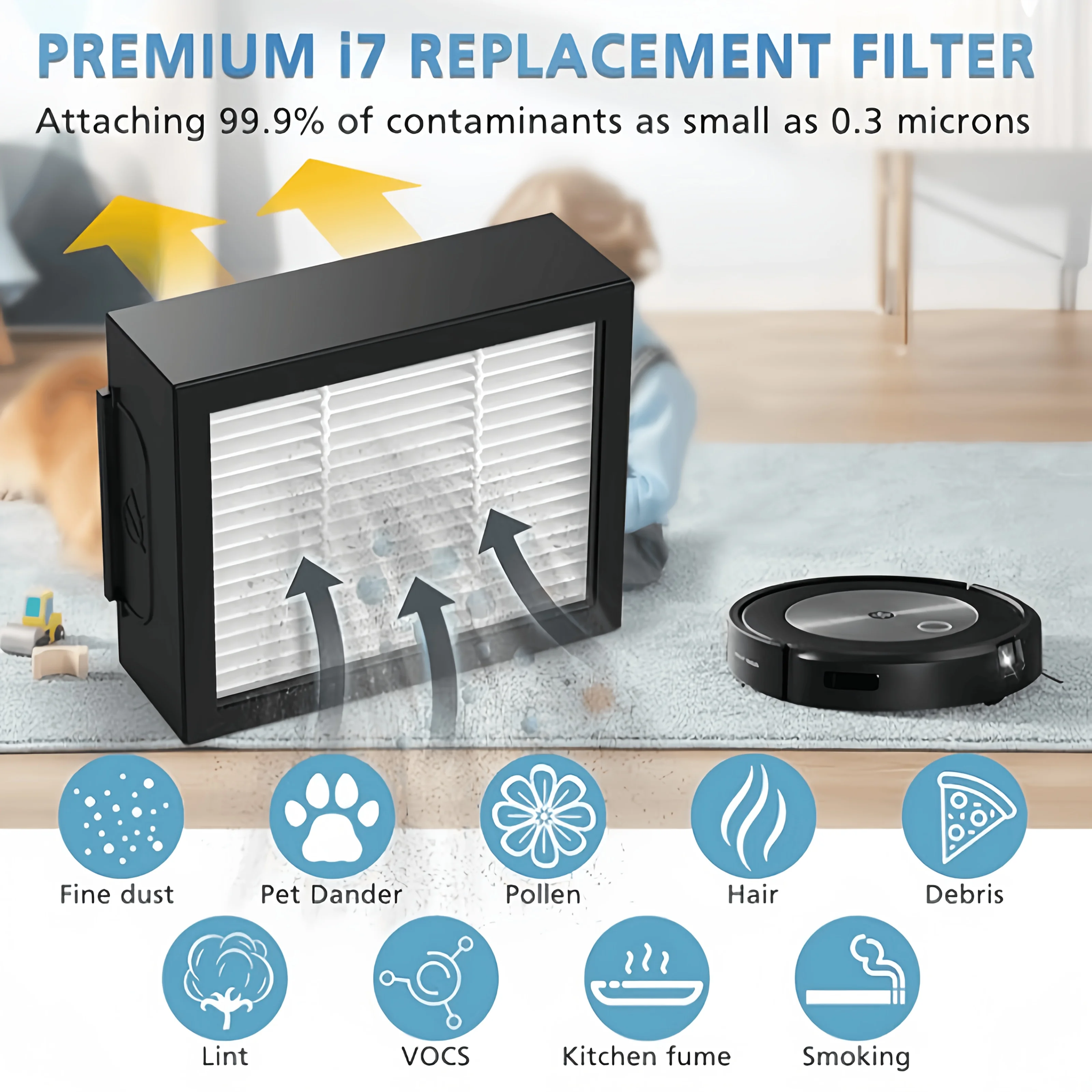 8 Filters + 1 Cleaning Brush For IRobot E/I/J Series Vacuum Cleaners: I7, I7+, I3, I3+, E5, E6,E7, I4, I4+,I5,I5+, I6,I6+,I8,I8+