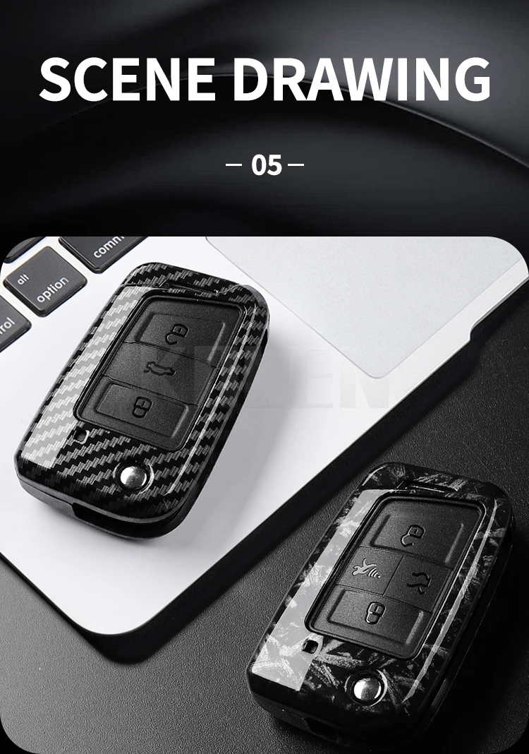3 4 Tasten Carbon Faser Auto Schlüssel Fall Abdeckung Für VW Volkswagen Golf 7 Tiguan MK2 Für SEAT Ateca Leon FR2 Ibiza für Skoda Octavia – Detail 8