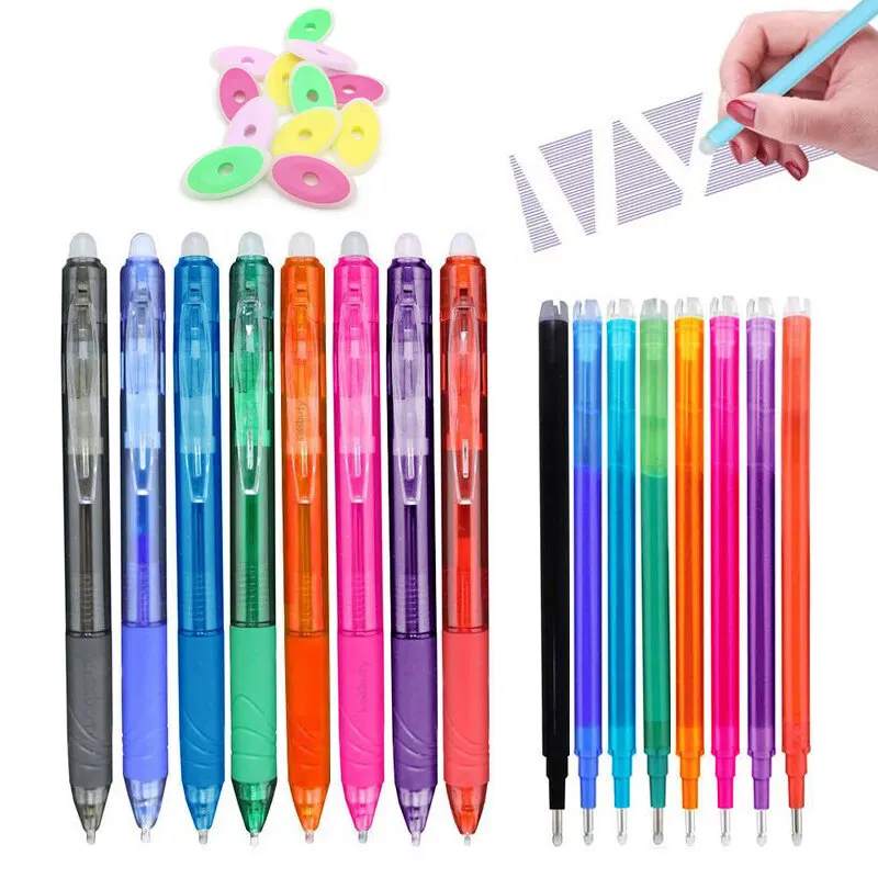 Bolígrafos de Gel borrables para escribir, bolis Multicolor de 0,5mm Con recargas y goma de borrar de alta calidad, color negro, azul y rojo, papelería Kawaii