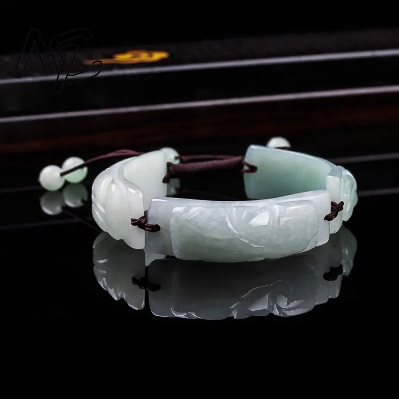 

Настроить натуральный бирманский изумрудный нефрит Pixiu эластичный браслет жадеит ручной работы амулеты модные ювелирные изделия очаровательный подарок для мужчин и женщин