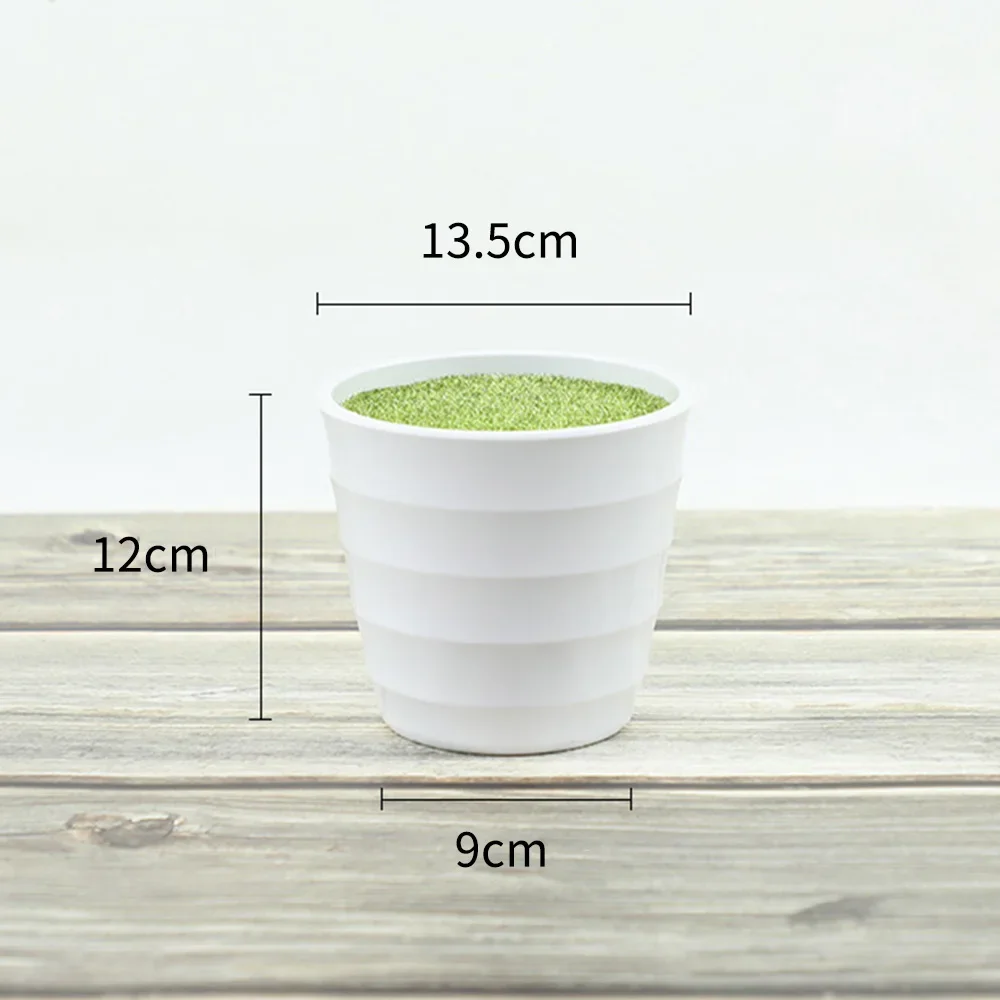 White Plastic Thick Plant Flower Pot As Artificial Lawn Vase For Home Garden Decoration With Artificial Pot Plants Pot Nursery