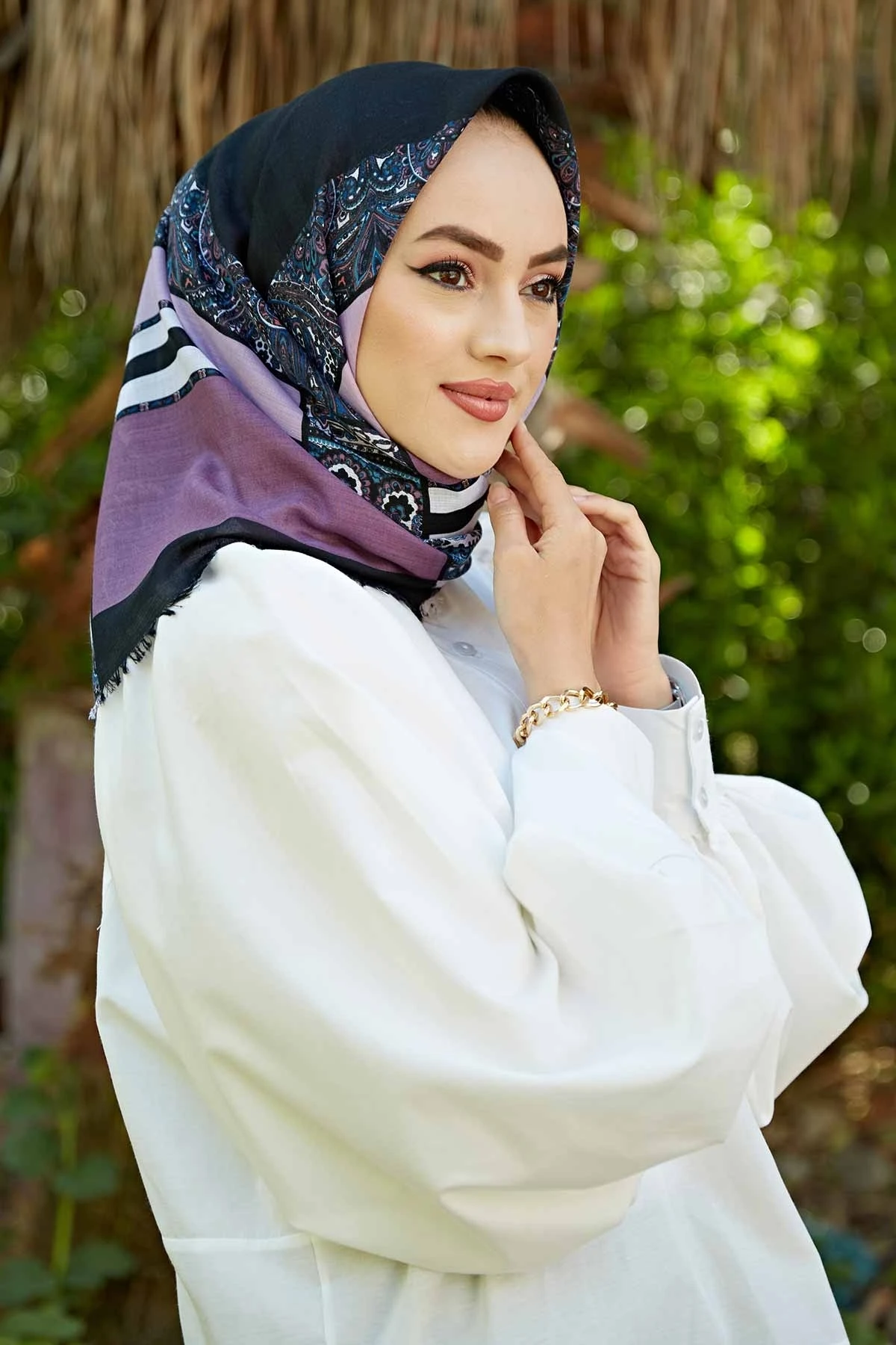 Yazlık Patterned Cotton Scarf E-Winter Autumn 2021 Muslim Women Hijab headscarf Islamic Turkey