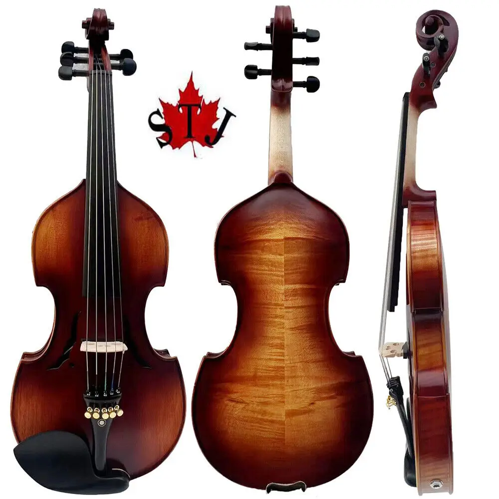 Baroque style 5 Strings electric /Acoustic Violin Brown color full size Violin