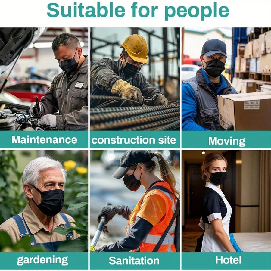 HENGPIN 100/200 قطعة قناع أسود قناع الوجه الواقي القابل للتصرف حزمة منفصلة حزمة مستقلة 3 طبقات رقائق تنفس يوميا #5