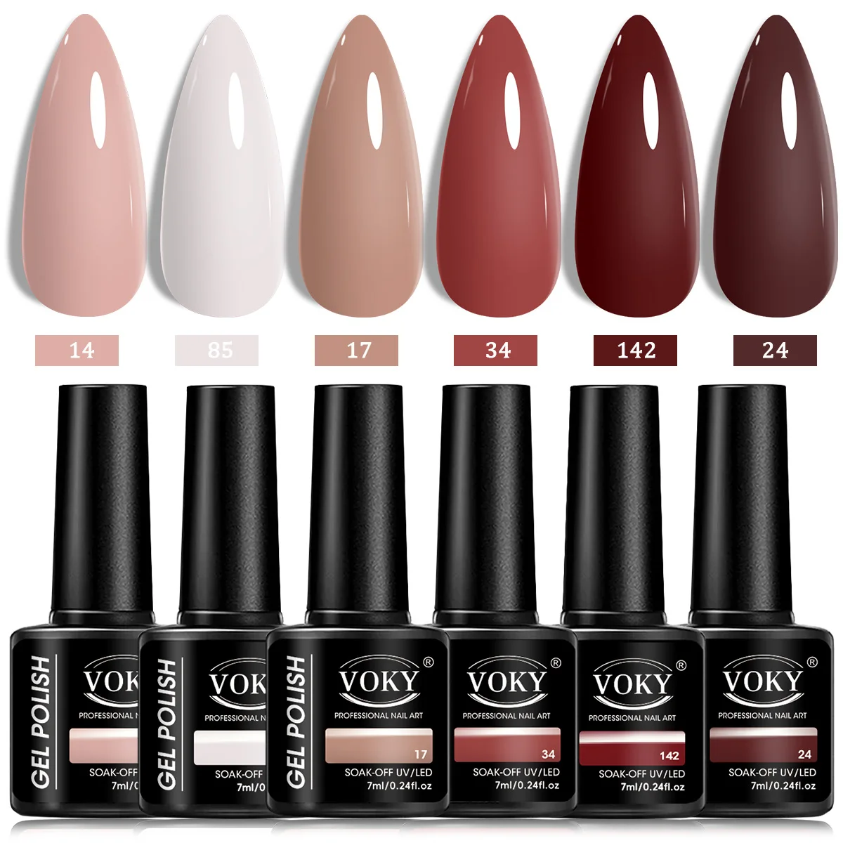 مجموعة طلاء أظافر جل بستة ألوان - تركيبة طويلة الأمد ومضادة للتقشير والتي يمكن إزالتها عن طريق التغطيب - مناسبة للمنزل الاحتفالي