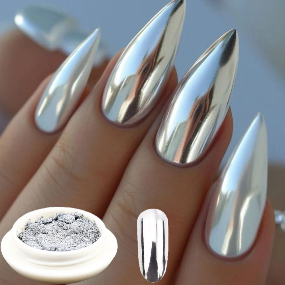 1Jar Spiegel-Schwarz-Chrom-Nagelpuder, metallisch glänzendes Nagelglitzer-Staub, Y2K Magic Mirror Super Bright Nagelpigment # F – Detail 3