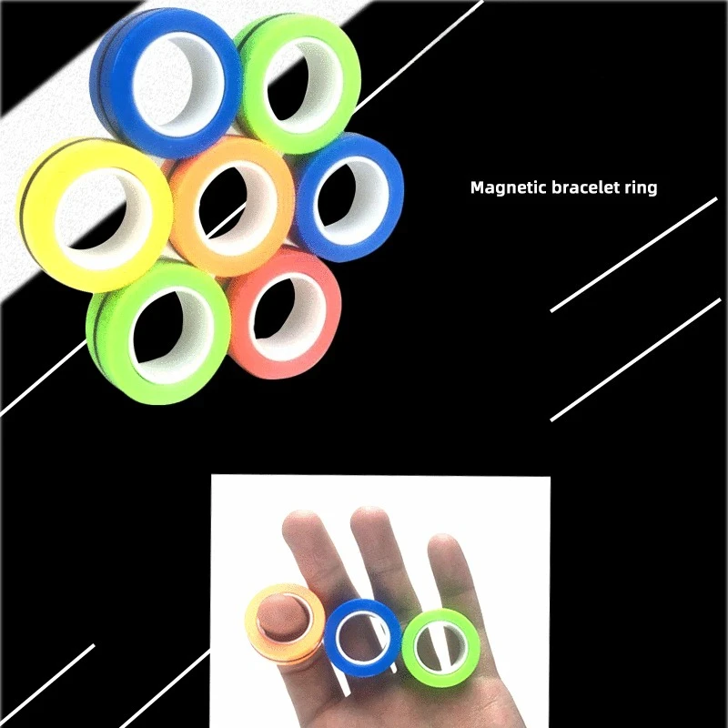 Magnetyczna bransoletka fidget spinner z kamuflażowym wzorem, zabawka antystresowa dla dzieci i dorosłych, obrotowa opaska na nadgarstek dekompresyjna.