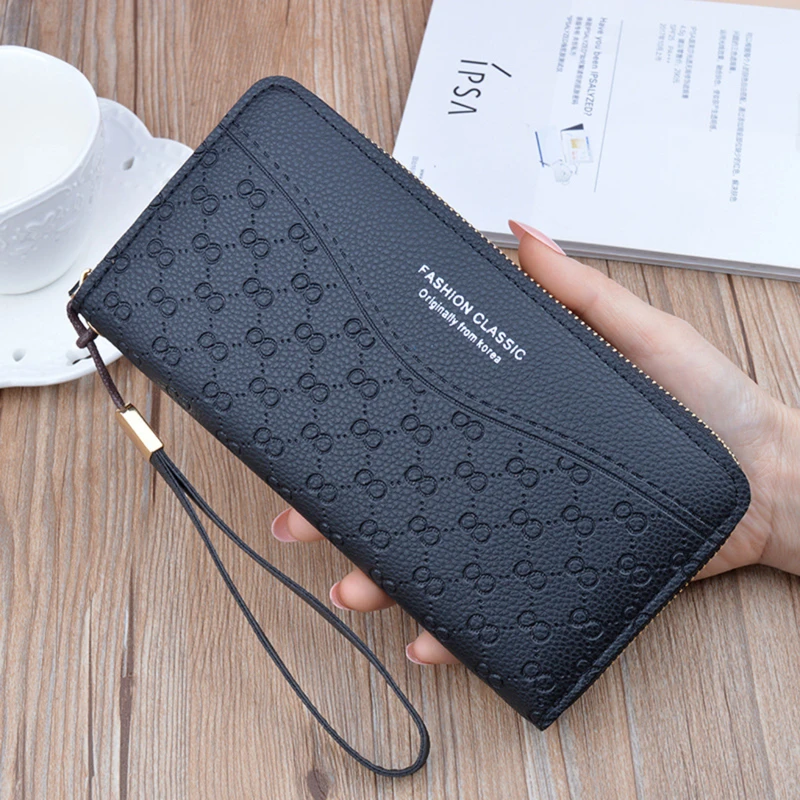 

New Handbag Wallet Women's Long Zipper Wallet Fashionable Embossed Large Capacity Mom's Phone Change Handbag