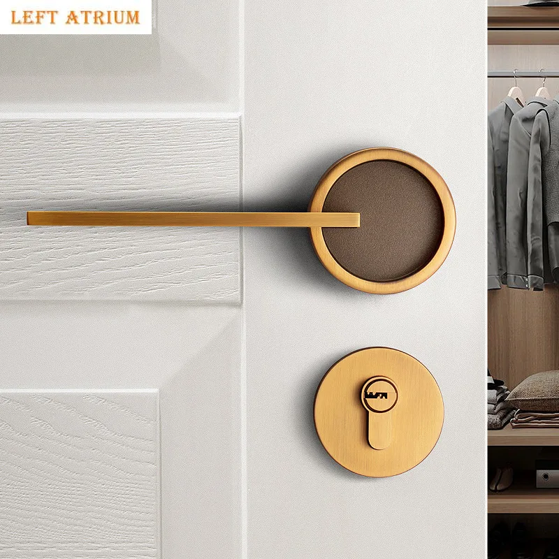 

Zinc Alloy Bedroom Door Lock Magnetic Silent Locks Doorknob Yellow Antique Copper Split Lock Home Door Hardware Safety Locks