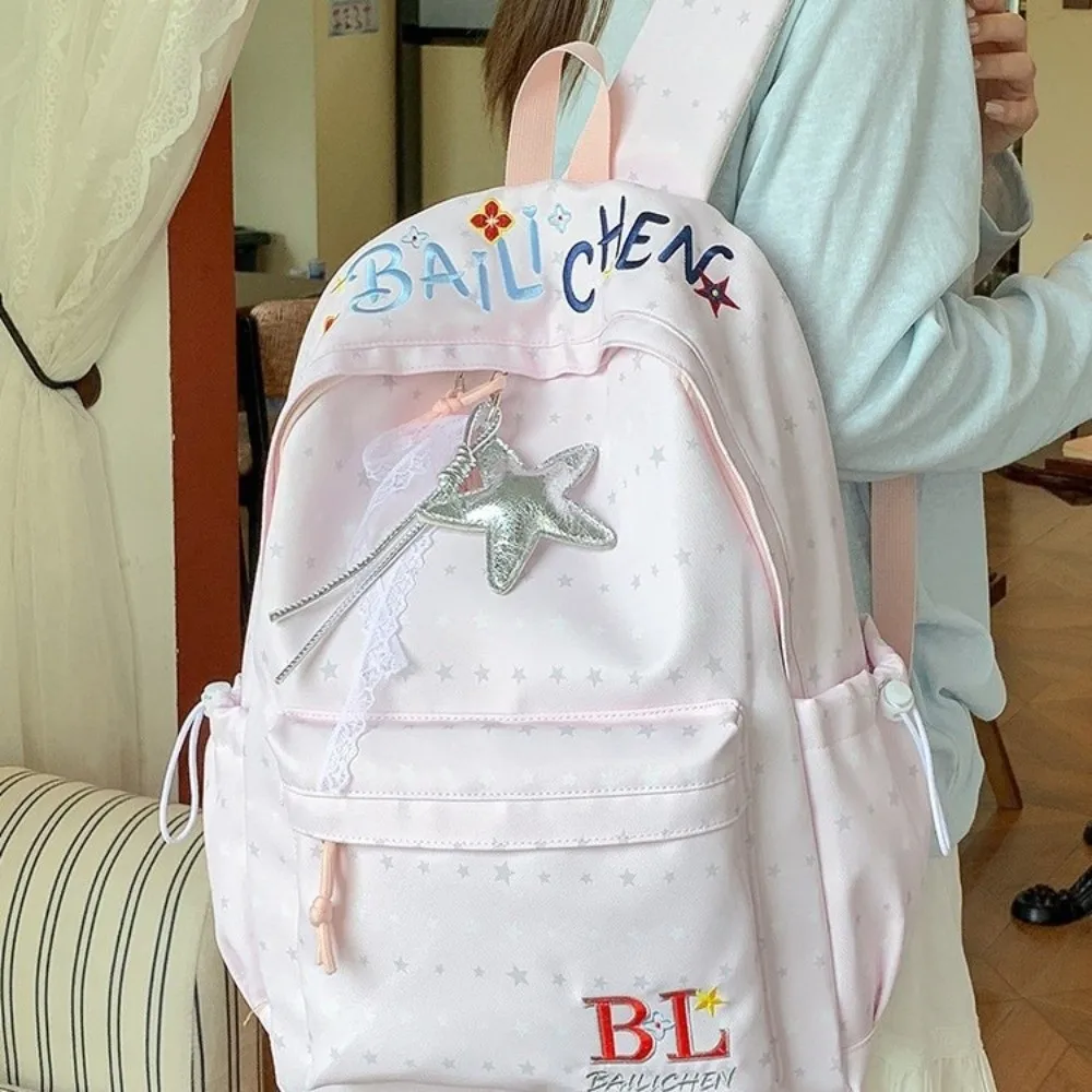 Korean Academy Style Small Star Backpack Shockproof Waterproof School Backpack Large Capacity Wear-resistant Travel Backpack