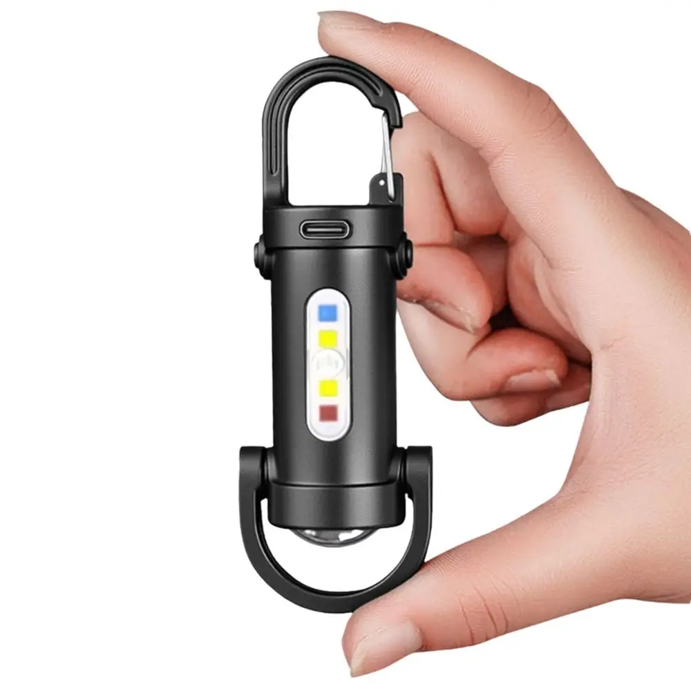 

Mini LED COB Flashlight USB Rechargeable Torch Keychain Lamp Portable Pocket Outdoor Camping Working Lantern with Red&Blue Light