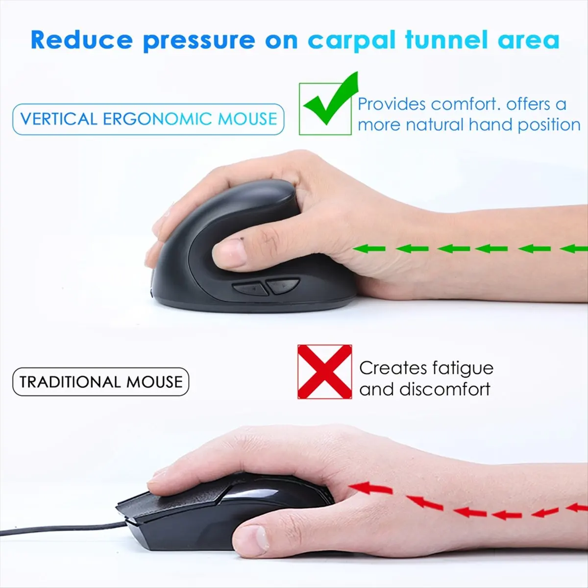 *A14E Rechargeable Dual Mode USB 2.4G Wireless + Bluetooth Mouse Vertical Ergonomic Optical Mice for Computer Notebook Black
