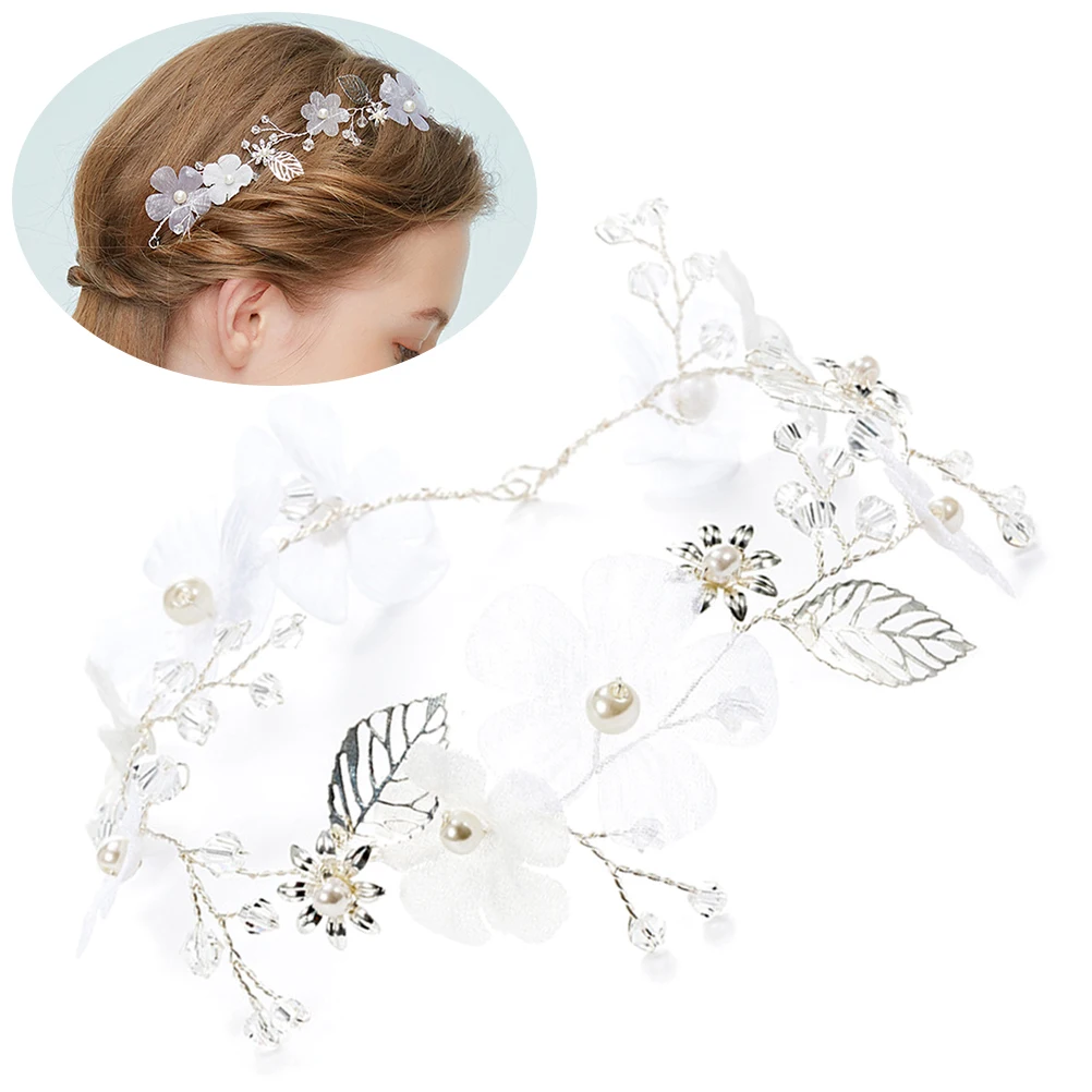 

Pearl Headband Wedding Flower Bridal Headpiece Gilded Hair Bands for Bride Accessory Women's Accessories