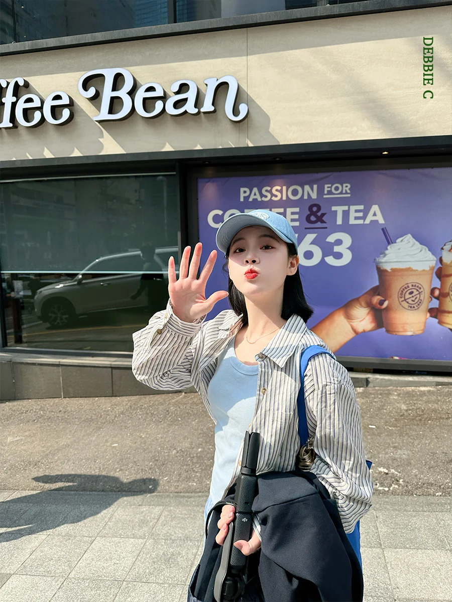 

Женская классическая полосатая рубашка Debbie C свободного кроя, с защитой от солнца, простая, стильная, универсальная, из чистого хлопка, с длинным рукавом и воротником