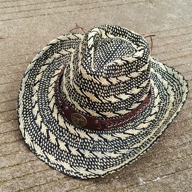 Western Straw Cowboy hat straw hat solid summer sombrero vaquero Sunshade Jazz Hat Panama sun hat sombrero vaquero hombre chapea
