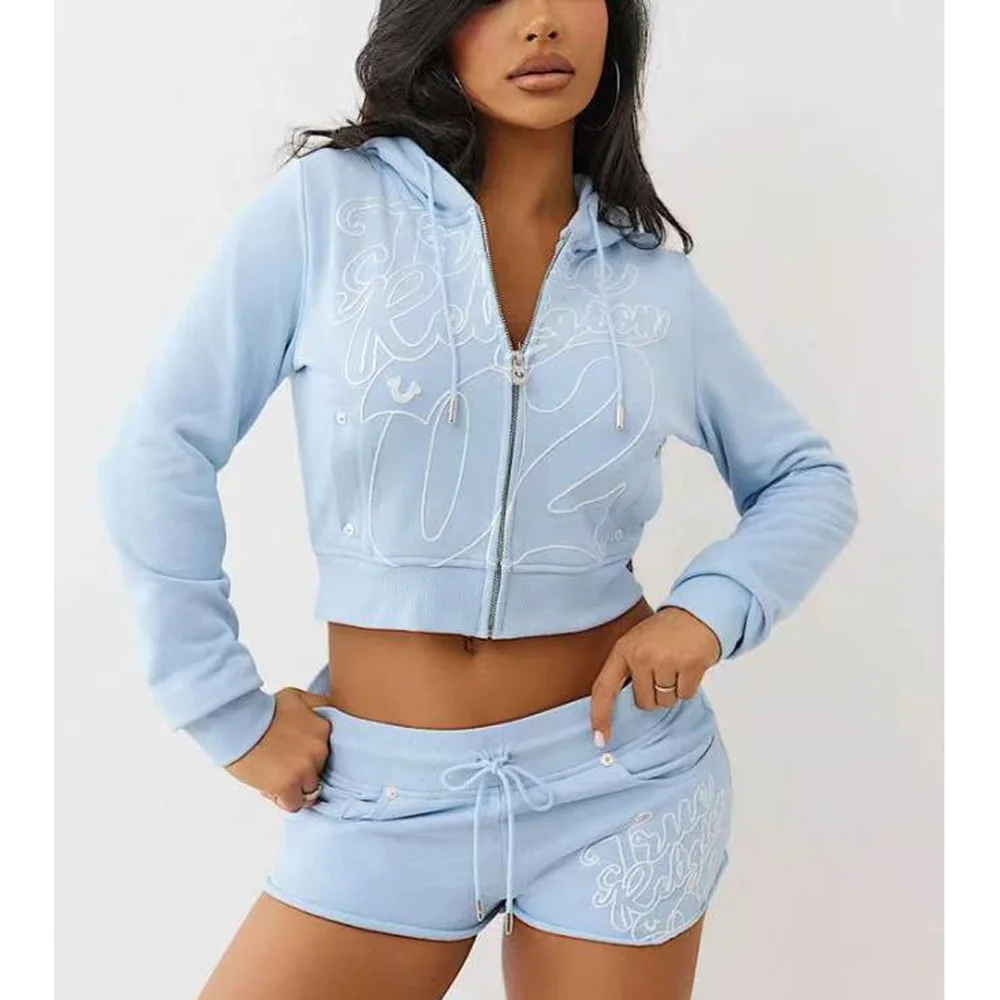 هوديي القمم سترة 2 قطعة مجموعة بناطيل رجالي وتتسابق 2025 الخريف الشتاء ملابس حريمي Y2K الشارع الشهير مثير قطعتين مجموعة السراويل بانت